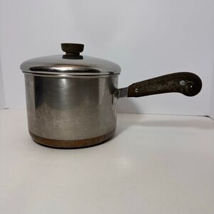 Vintage Revere Ware 3 Quart Saucepan With Lid Stainless Steel Body Copper Bottom